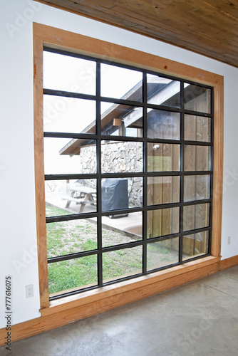 Window Looking Outside with 24 Panes of Glass