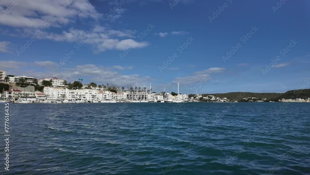 Mahon Bay, Menorca, Spain. Panning motionlapse left to right, low angle. Sunny day with some clouds in the sky. 4K Mahon Bay, Menorca, Spain. Panning motionlapse left to right, low angle. Sunny day with some clouds in the sky. 4K