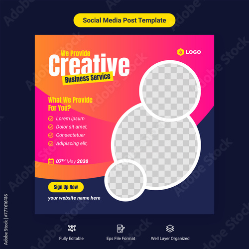 Creative business service social media cover post banner template design