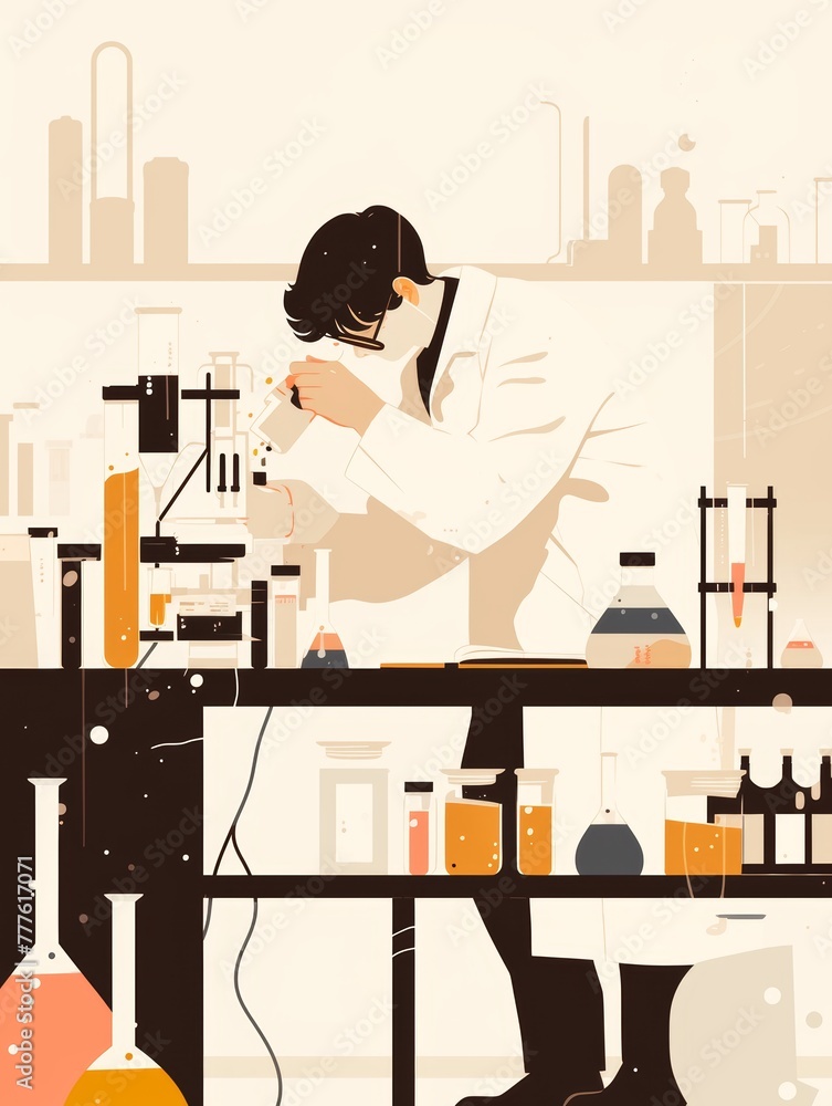 Minimalist Illustration of a Researcher Conducting Academic Work Generative AI Minimalist Illustration of a Researcher Conducting Academic Work Generative AI