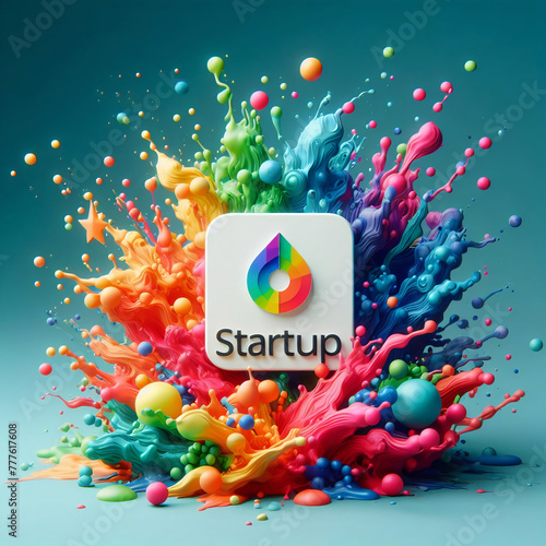 startup mot and colorful explosion