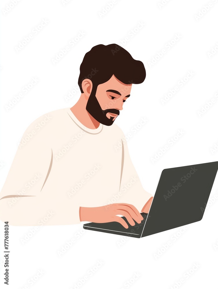 Affirmation Card with Minimal Aesthetic Illustration of Man Working on Laptop Generative AI Affirmation Card with Minimal Aesthetic Illustration of Man Working on Laptop Generative AI