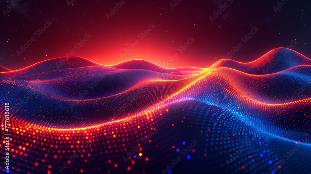 Fototapeta premium Abstract digital glowing dots background