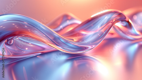 Abstract 3D fluid shapes in light pastel purple  pink and blue colors Background