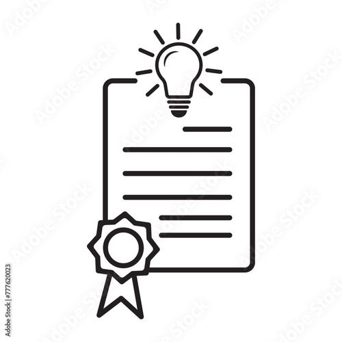 patent line icon on white background, charter certificate vector icon, cauldron symbol sign.