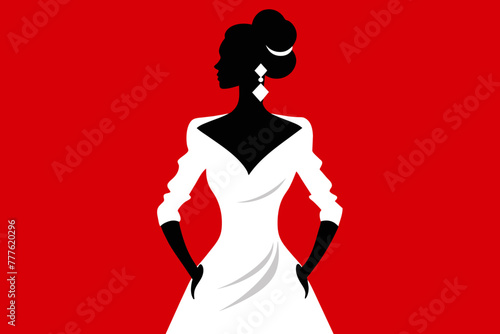 Silhouette image beautiful Luxury graphic  illustration woman outline style white background