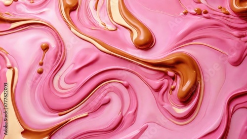 Melted Pink caramel. Liquid toffee background with swirl effect