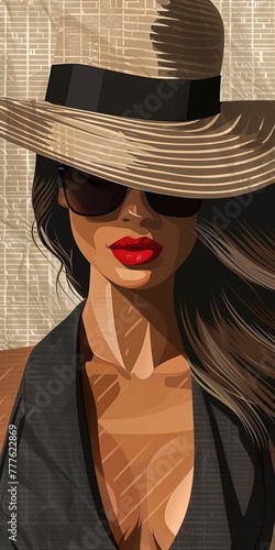 Wallpaper Mural Illustration of an elegant woman with a hat. Torontodigital.ca