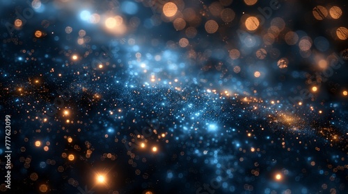   A crisp image of a star cluster against a distinct golden-blue night sky backdrop