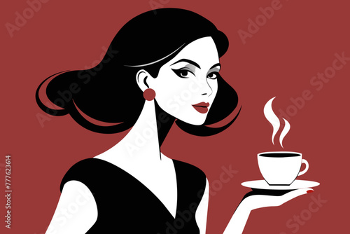 Silhouette image beautiful Luxury graphic  illustration woman outline style white background 