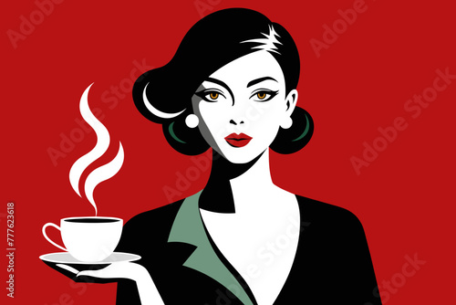 Silhouette image beautiful Luxury graphic  illustration woman outline style white background 