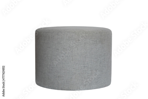 comfortable gray round pouf isolated on white background