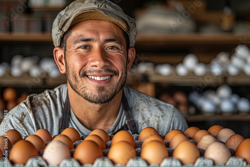 A man sells eggs.