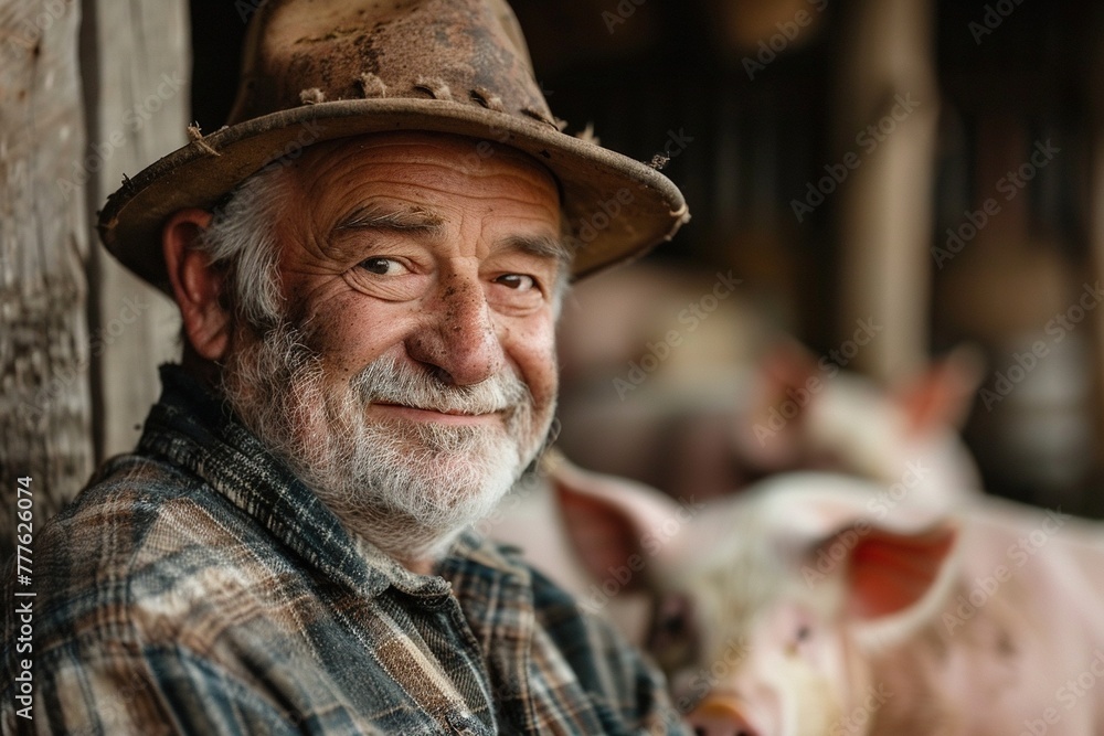 Man at his pig farm. Man at his pig farm.