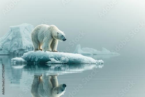 Polar bear standing on ice floe.