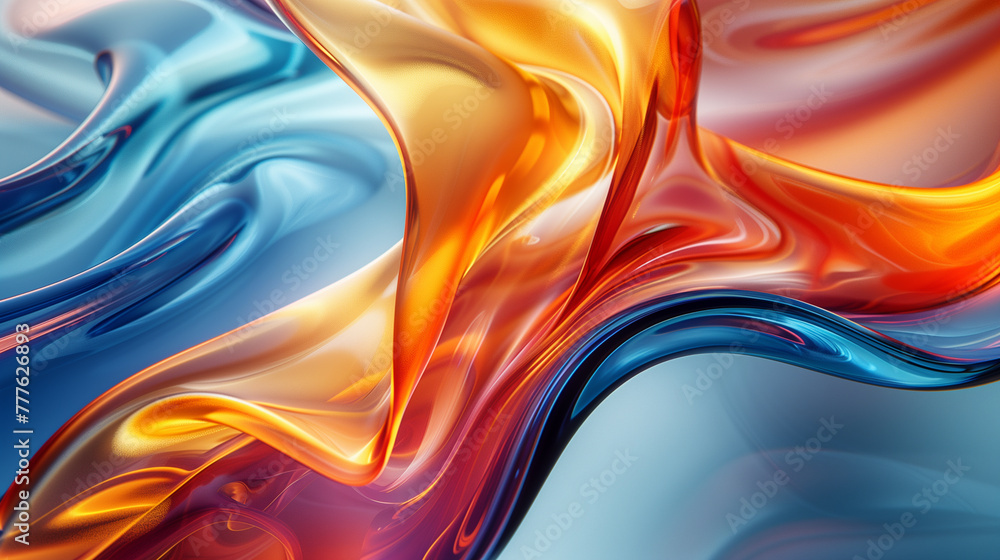 Abstract 3D fluid shapes in light pastel purple, orange and blue colors Background Abstract 3D fluid shapes in light pastel purple, orange and blue colors Background