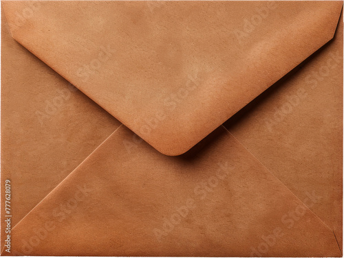 Brown paper envelope representing traditional correspondence and secure document delivery cut out on transparent background
