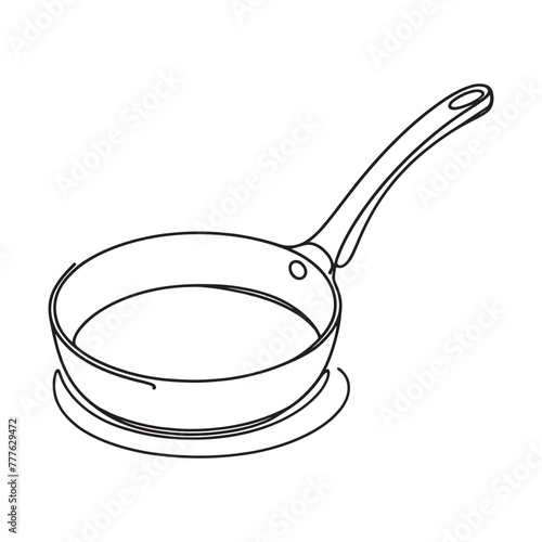 frying pan in one line. Vector graphics. one line drawing of a frying pan