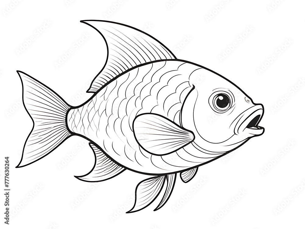 Fish coloring page outline illustration Fish coloring page outline illustration