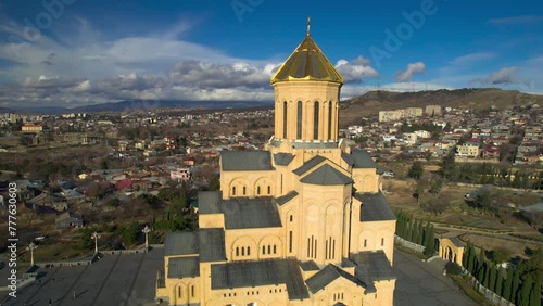Tsminda Sameba Cathedral in Tbilisi. Georgia photo