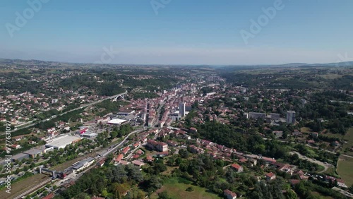Wallpaper Mural wide aerial shot over gier valley and rive de gier city in loire department on a summer sunny day, auvergne rhone alpes region, france Torontodigital.ca