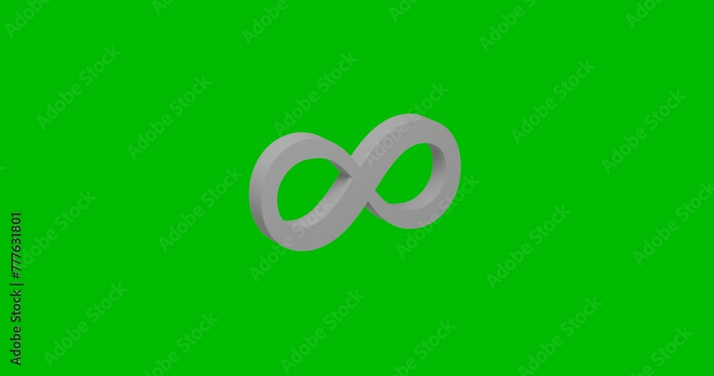 Animation of rotation of a white infinity symbol with shadow. Simple and complex rotation. Seamless looped 4k animation on green chroma key background Animation of rotation of a white infinity symbol with shadow. Simple and complex rotation. Seamless looped 4k animation on green chroma key background