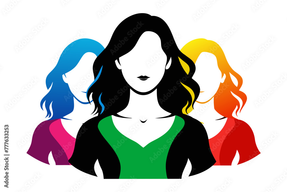 Silhouette color image Modeling woman white background