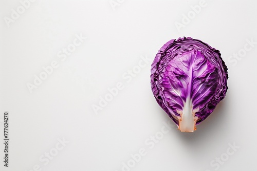 one single head of red cabbage isolated on white background 