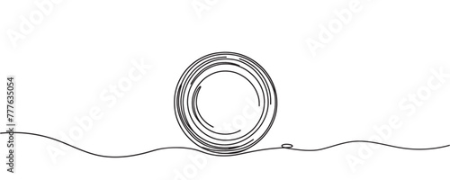 plate in one continuous line. graphic illustration of a single line drawing of a plate.