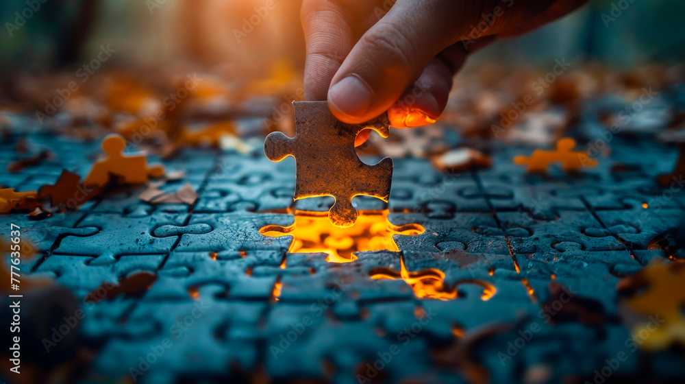 concept of problem solving with an image of a person holding a puzzle piece concept of problem solving with an image of a person holding a puzzle piece