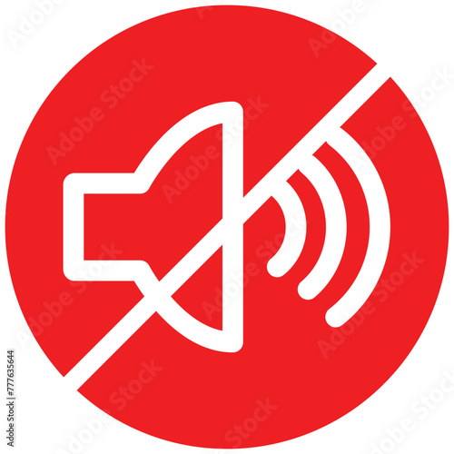 No sound sign, mite microphone button, turn sound off signal