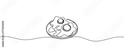 scrambled eggs in one line. breakfast illustration