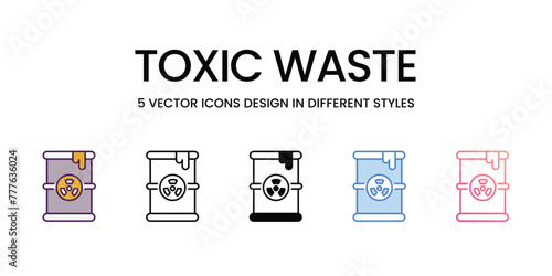 Toxic Waste Icons different style vector stock illustration
