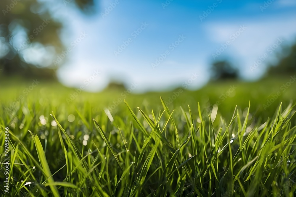 green grass and blue sky ,Grass Close Up Lush Green A Natural Background , versatile artificial green grass, beautiful scene of blur sky below greenery green grass and blue sky ,Grass Close Up Lush Green A Natural Background , versatile artificial green grass, beautiful scene of blur sky below greenery