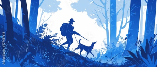A truffle hunter searches a forest with his dog, the hunt a blend of tradition and nature,