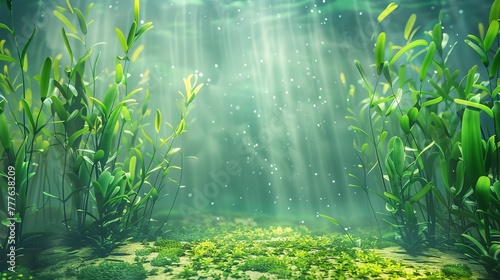 Cartoon Spirulina Seaweed Underwater 3D Illustration