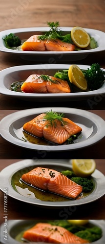 grilled salmon with lemon and salad