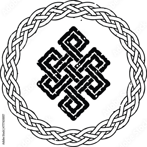 Grunge Round Celtic Pattern with Infinity Knot