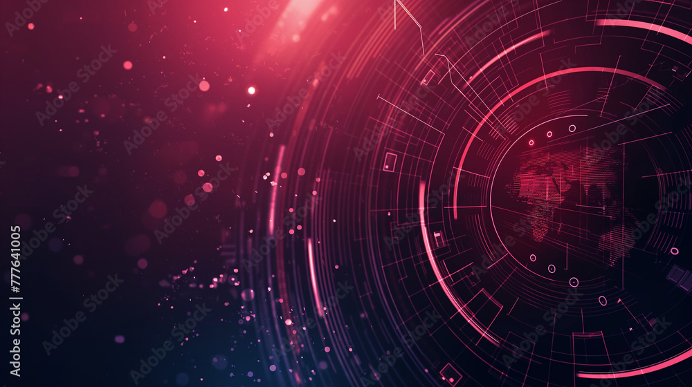 Abstract technological background with dark purple-red tones - obrazy, fototapety, plakaty 