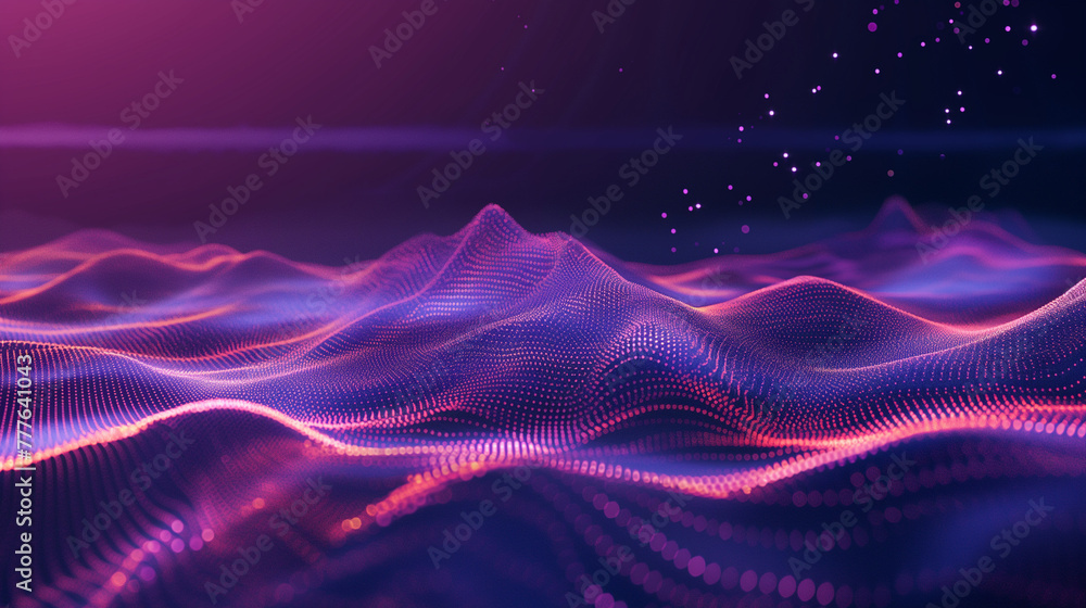 Abstract technological background with dark purple-red tones - obrazy, fototapety, plakaty 