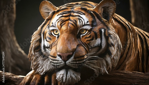 portrait of a bengal wooden tiger