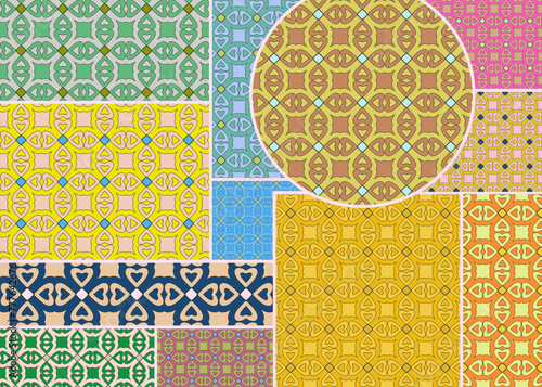 Vector patchwork quilt pattern. Vintage decorative collage. Hand drawn background. Indian, Arabic, Turkish motifs for printing on fabric or paper. Abstract colorful doodle pattern in mosaic style