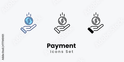 Payment  Icons set thin line and glyph vector icon illustration