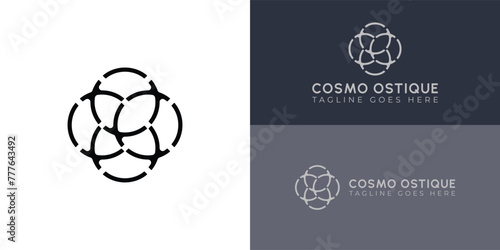 Abstract initial circle letter CO or OC logo in black color isolated on multiple background colors. The logo is suitable for high-end beauty and retail brand logo icon design inspiration templates.