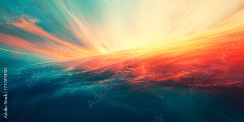 Abstract background with smooth lines in blue, orange and red colors - Ai Generated