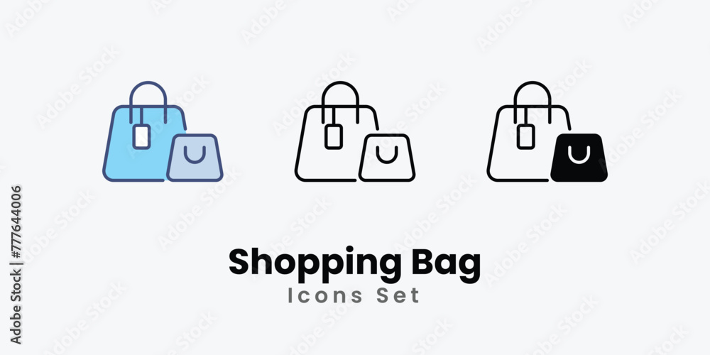 Shopping Bag Icons set thin line and glyph vector icon illustration Shopping Bag Icons set thin line and glyph vector icon illustration
