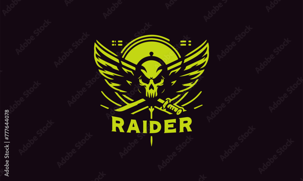 Vector raider skull vector logo unique and striking skull design for brand identity premium