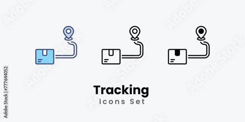 Tracking Icons set thin line and glyph vector icon illustration