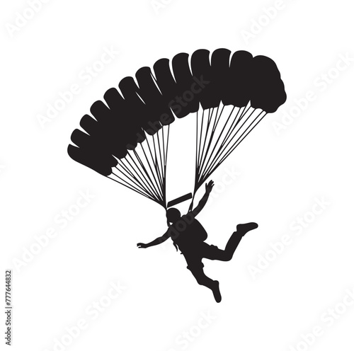 Skydiver silhouette parachuting vector illustration