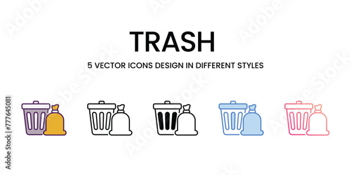 Trash  Icons different style vector stock illustration